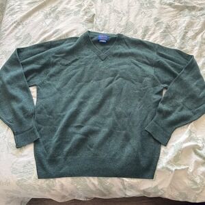 Pendleton Woolen Mills Size XL Green V-Neck Men's Pullover Sweater